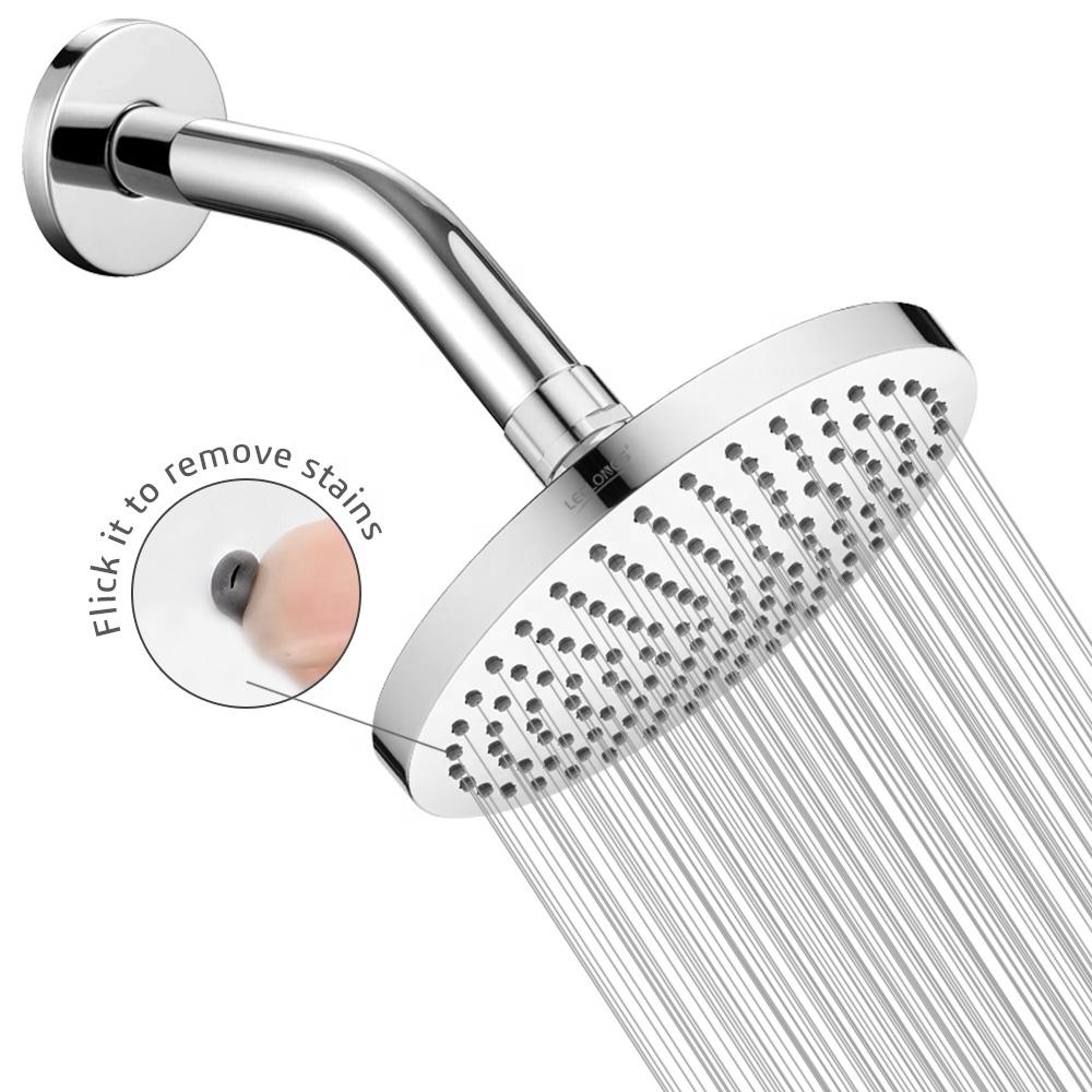 Fixed Shower Head - High Pressure 6 Inch Full Chromed Plastic Round Rain Shower with Adjustable Swivel Joint Ball for Bathroom