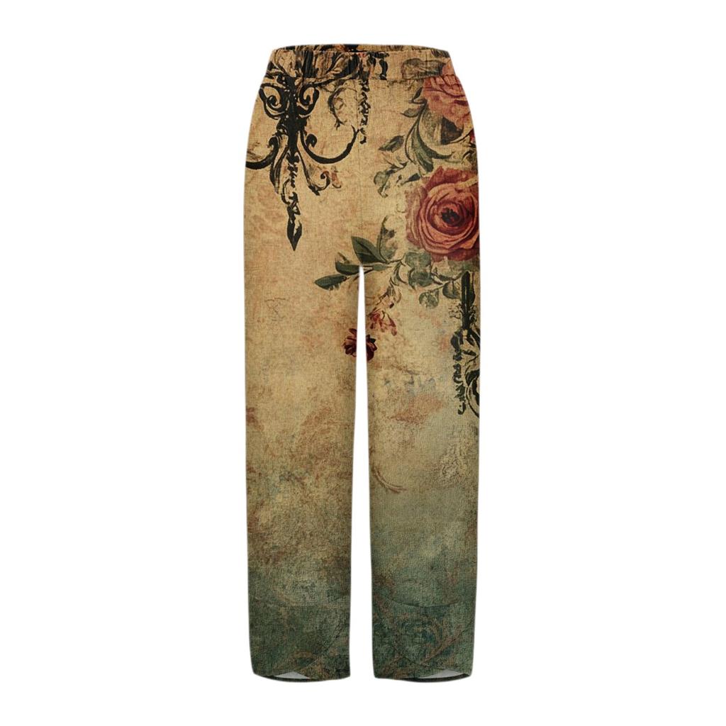 Women's Pants  With Pockets Casual Trousers Pants For Women Summer Casual Wide Leg Elastic Waist Pants With Pockets