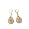 New trendy gold wire mesh water drop ear buckle women, niche design high sense fashion Internet celebrity earrings earrings