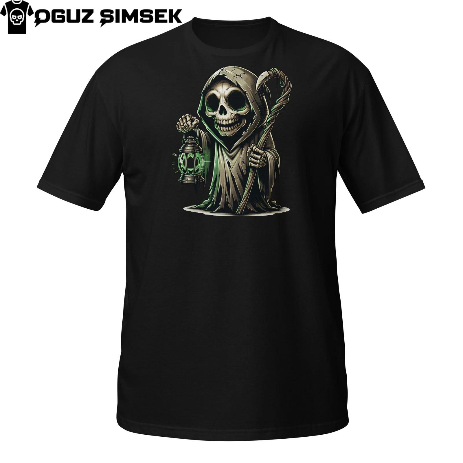 Lantern Reaper T-Shirt Mens Womens Tees Top | Gothic Grim Hooded Skull | Horror Night Tee S