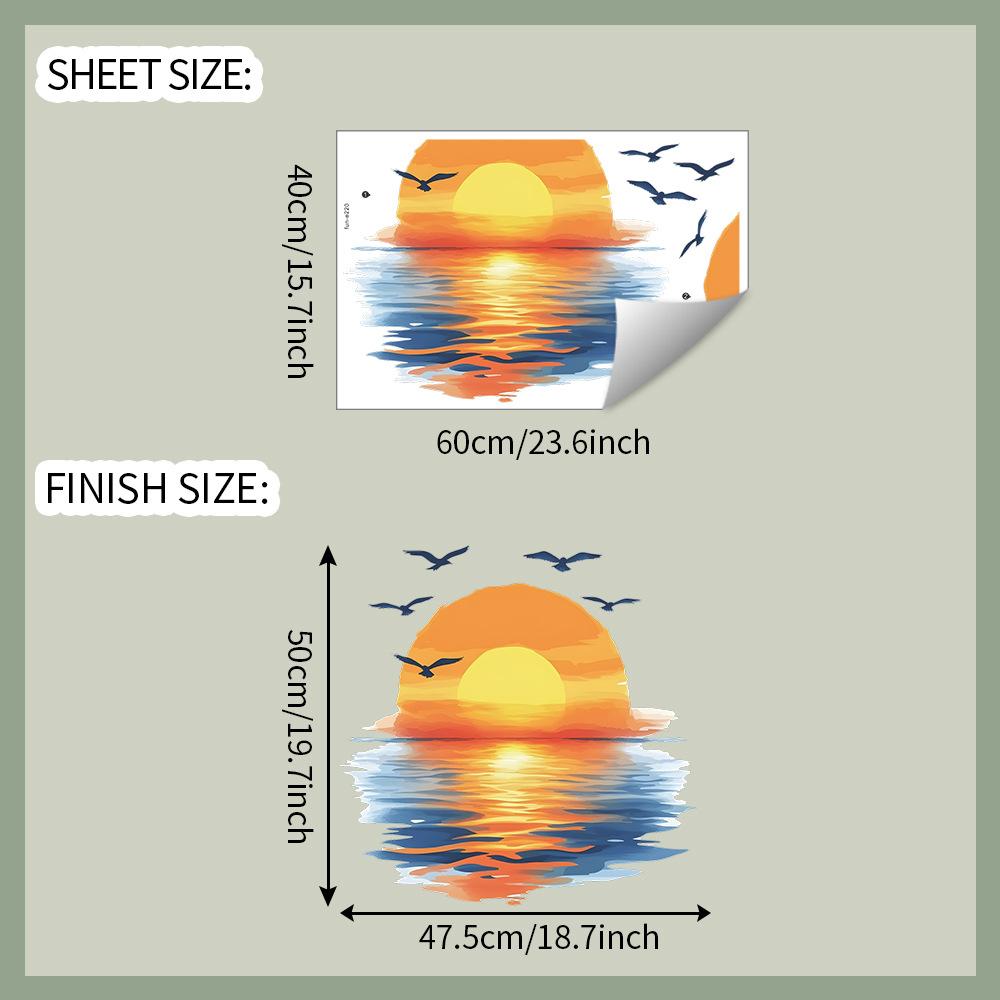 

Romantic Sunset Sky Wall Sticker Self-Adhesive Removable for Bedroom Living Room Entryway Background Home Decor 40x60cm різнокольоровий