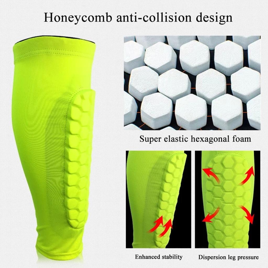 2pcs Shin Guards Football Basketball with Honeycomb Padding Breathable Nylon Anti Impact Sport Leg Protectors for Kids Adults