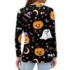 Women's Fashion Casual Halloween Printed Round Neck Long Sleeve Pullover Top