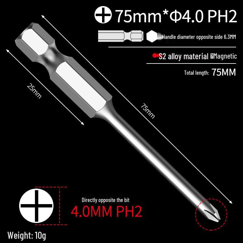 Phillips Head Electric Screwdriver Drill with Extended Fine Head, Strong Magnetic Hex Bit, High Hardness