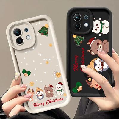 Christmas Snowman Elk Cute Phone Case For Xiaomi 17 Pro Max 15T 14T 13T 11Lite Poco X6 X7 F5 F7 M6 M7 Pro 5G Soft Perfect Cover