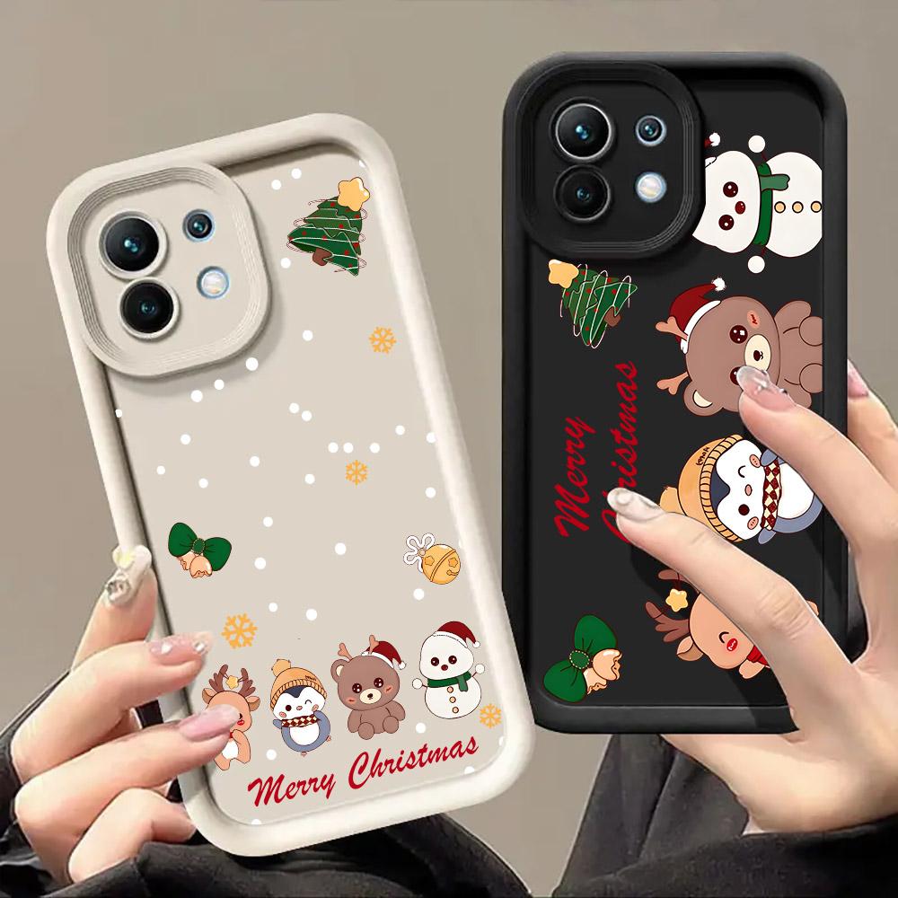 Christmas Snowman Elk Cute Phone Case For Xiaomi 17 Pro Max 15T 14T 13T 11Lite Poco X6 X7 F5 F7 M6 M7 Pro 5G Soft Perfect Cover