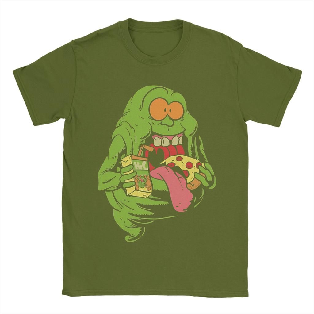 Ghostbusters Slimer Neon TShirt Beach Hippie T Shirts Unisexs Cotton O Neck 4XL 5XL 6XL Top Tees Short Sleeve Streetwear Tshirt
