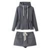 Zbzr Autumn New Women Clothes Drawstring Zip-up Stand Collar Hoodie Cargo Culottes 4341724 4391521