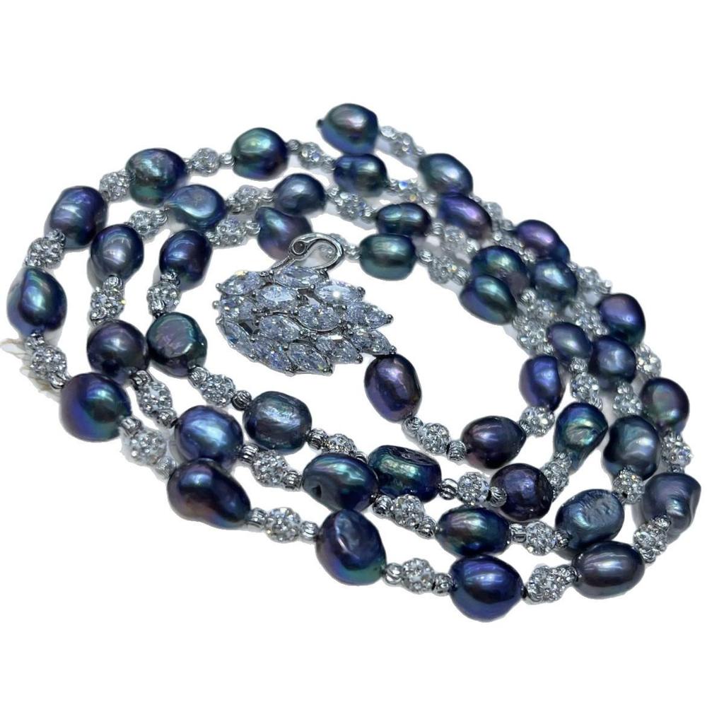 High-End Mixed Color Pearl Necklace: Versatile Beaded Sweater Chain for Women