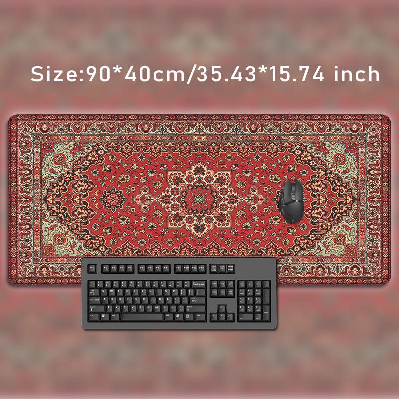 Mauspad Roter Perserteppich Gamer Print-on-Demand Mauspad XXL Mechanische Tastaturunterlage Natürlicher Gummi Bürotischmatte
