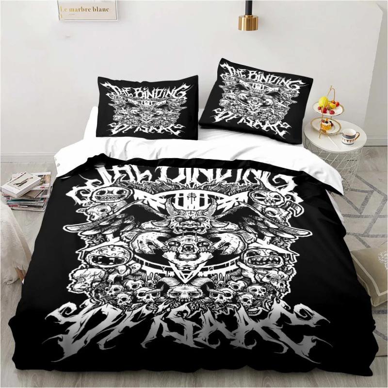 3D Anime Bedding Set Evil-Satan Demon Skull Printed Duvet Cover Set With Pillowcase Bedspread Boy Teens Adult Queen King Size