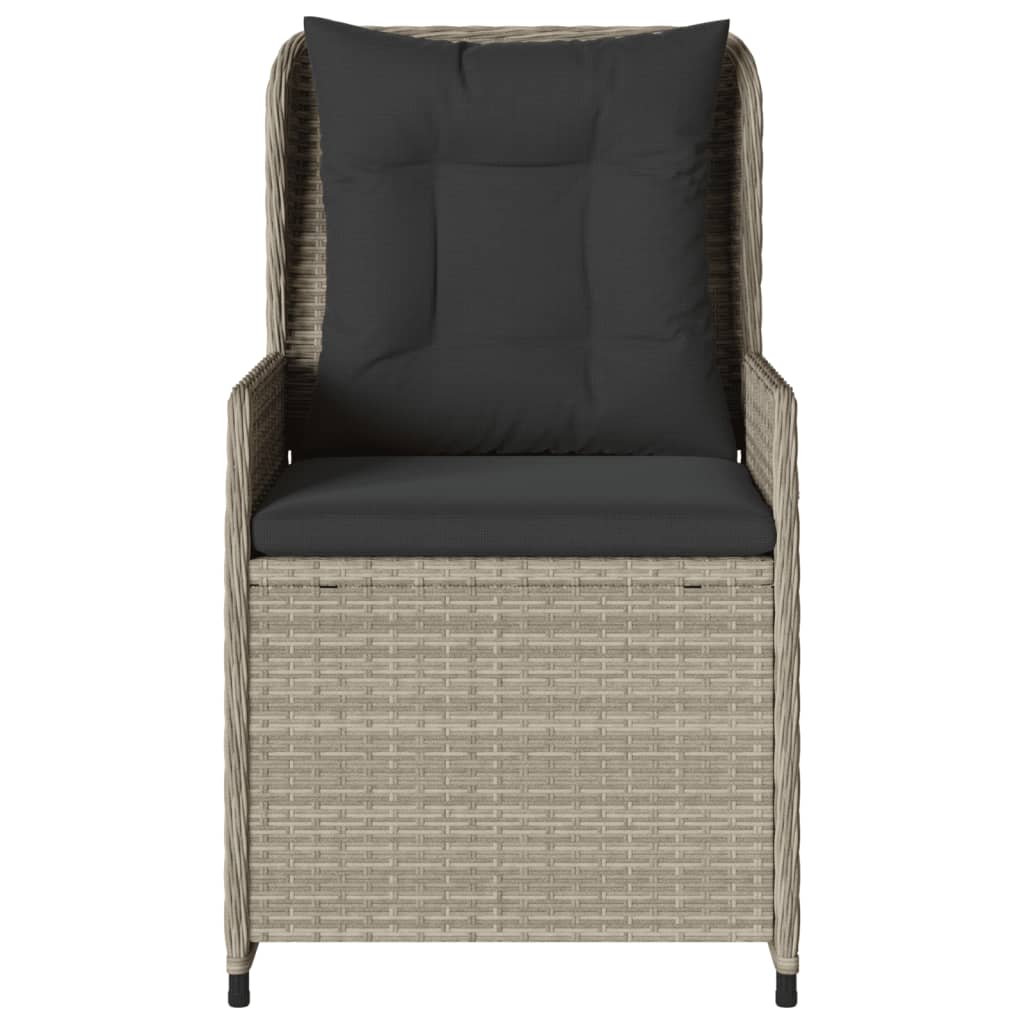 Garden Chair Set 2 pcs Adjustable Light Grey Poly Rattan