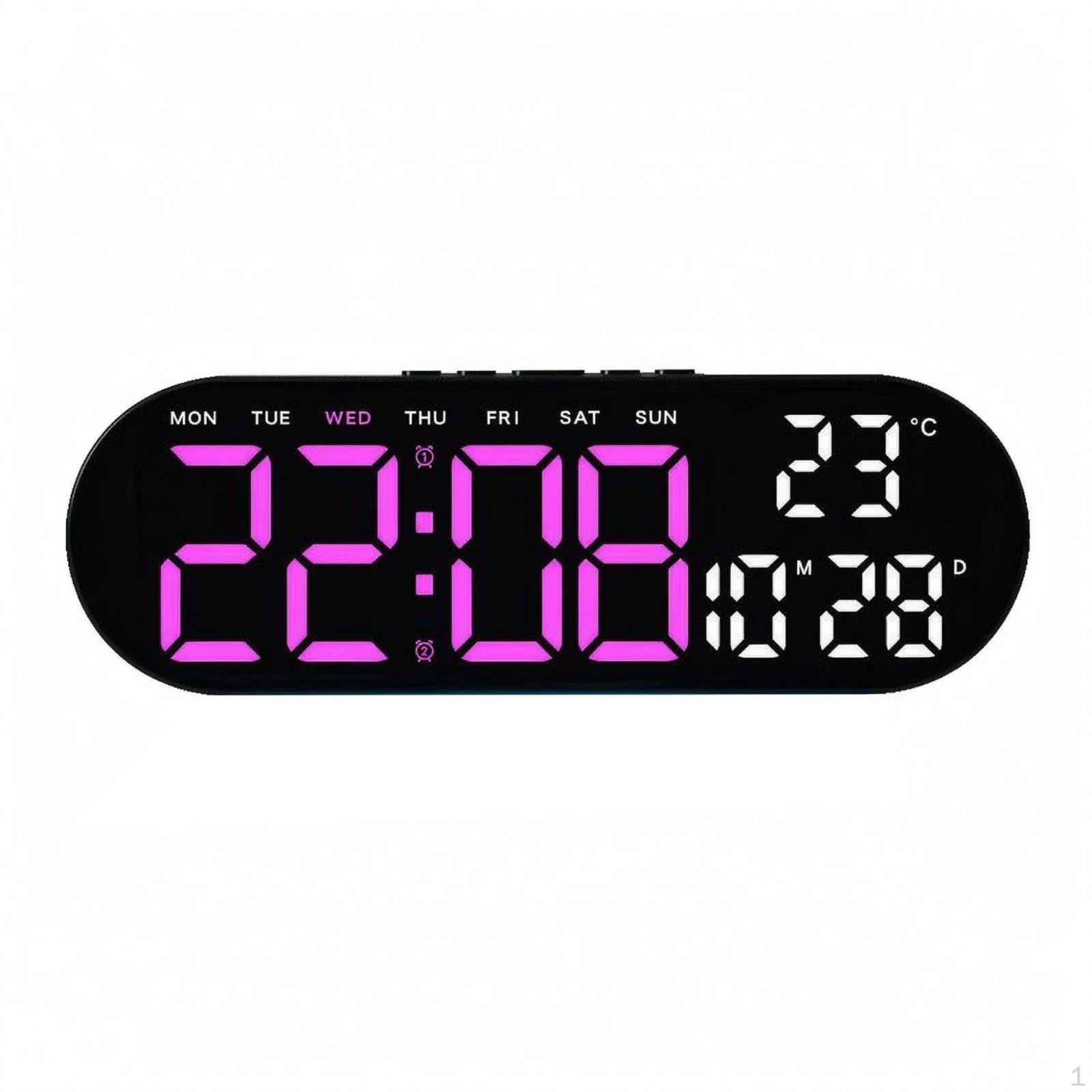 Alarm Clock with Temperature Display Ambient Light Band Digital Rectangular Desk Gadget