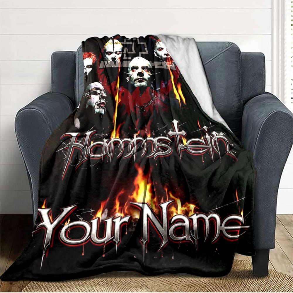 Name Custom Electronic Metal Band Print Flannel Blanket High Quality Warm Comfortable Cover for All Seasons Perfect for Gifts Home Decor