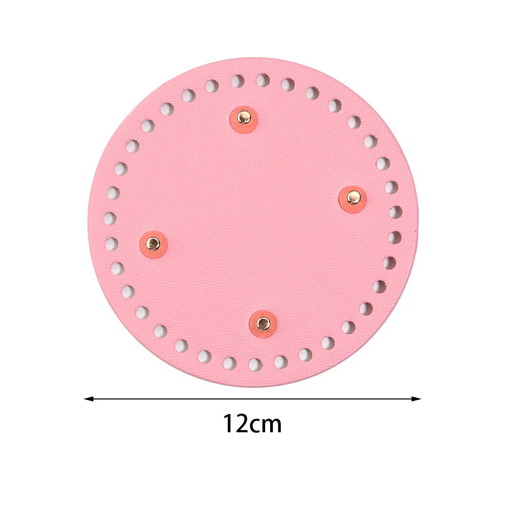 Pink Oval Round Bottom Long PU leather Bag Base With Holes For DIY Handmade Knitted Crochet Bags Universal Bottom Accessories