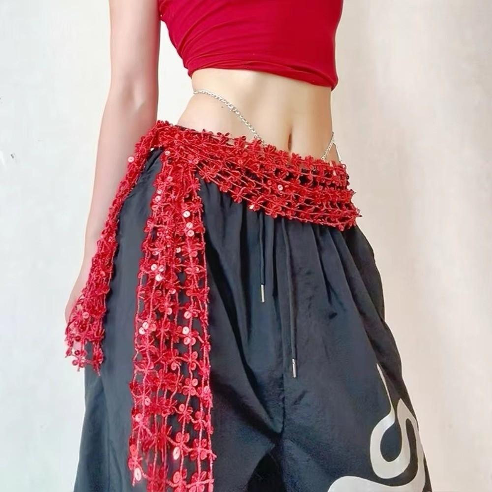 Shiny Sequin Waist Scarf Adjustable Waist Chain  Festival Wear Dance Performance Accessories