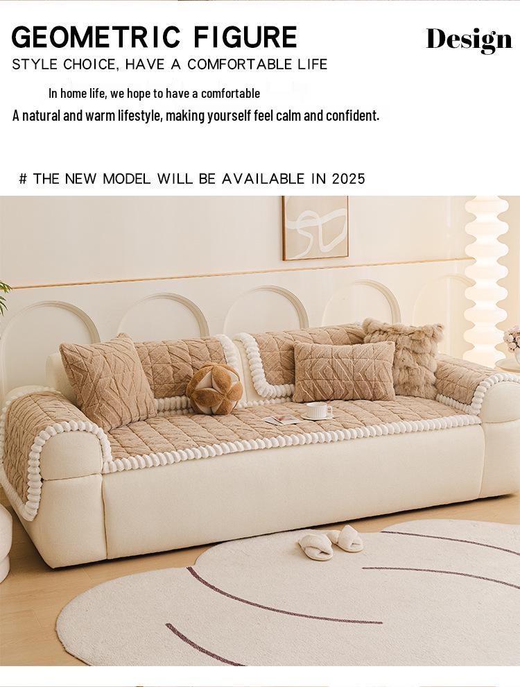 2026 Autumn/Winter Plush, Non-Slip Sofa Cover & Thick Velvet Cushion for Leather Sofas