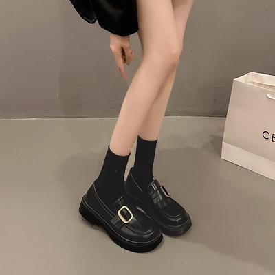 British Style Black Small Leather Shoes Women's 2025 Spring and Autumn New Versatile Thick Heel Casual Mary Jane Loafers