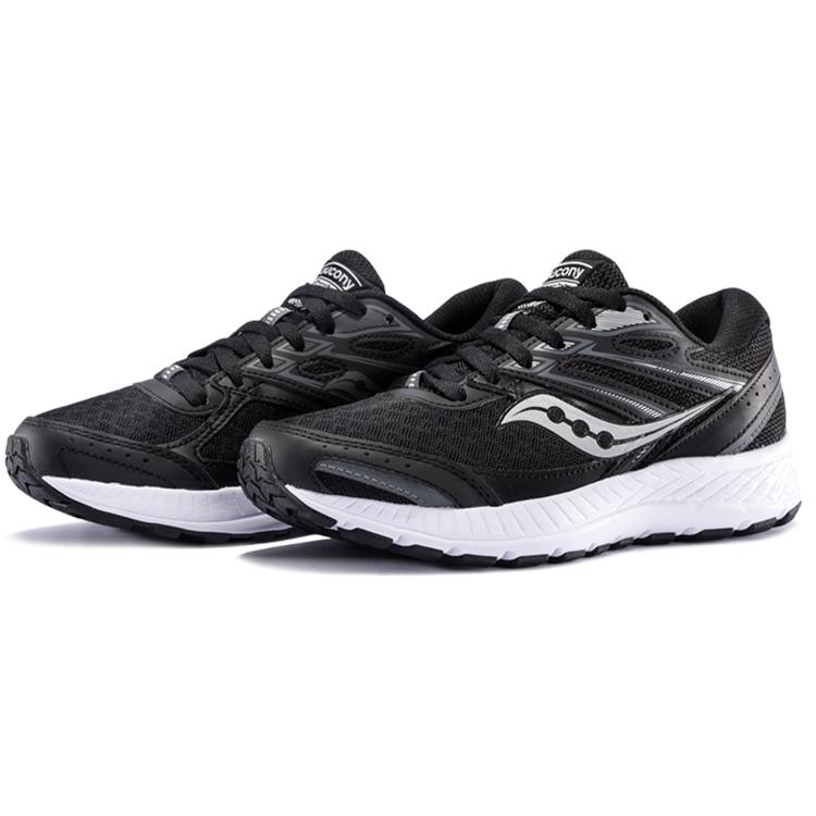 Saucony Cohesion 13 Mesh Cushioning Slip Resistant Lightweight Low top Casual Running Shoes Women's Black White S10559-1