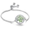 Crystal Rhinestone Aromatherapy Tree of Life Bracelet - Adjustable Titanium Steel with Essential Oil Compartment.