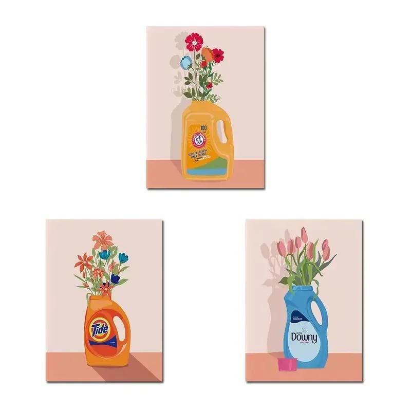 Colourful Modern Print Laundry Detergent Poster Nordic Pink Art Canvas Painting Toilet Laundry Room Decorative Unframed Wall Art