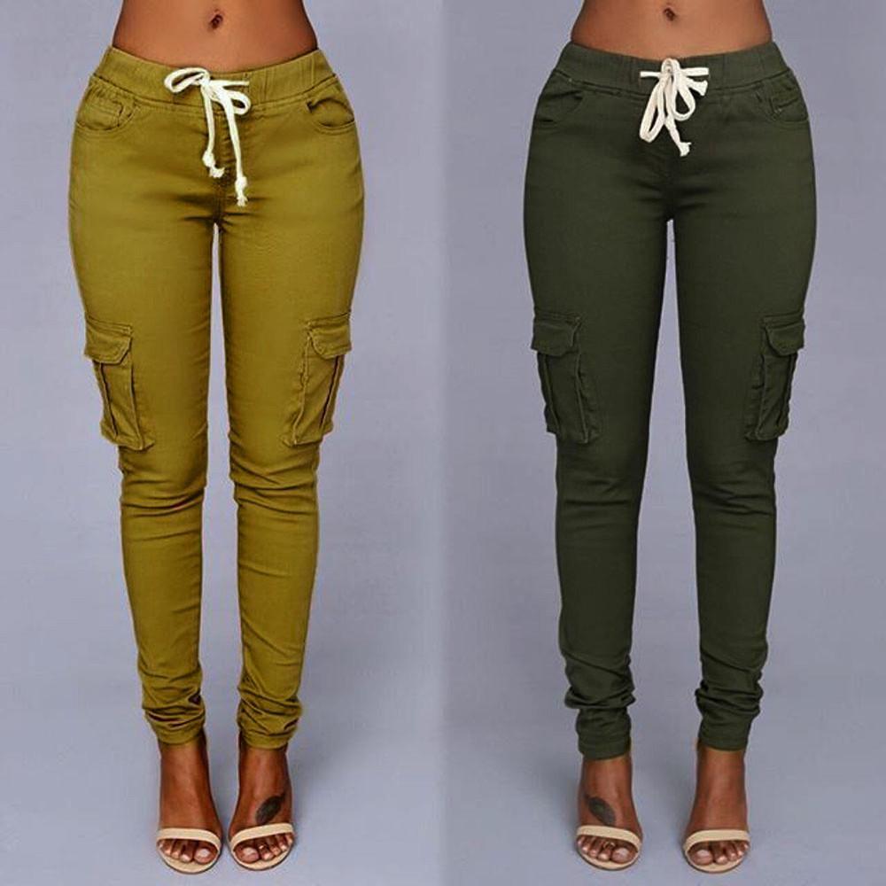 Fashionable Sexy Women High Waist Stretch Slim Casual Pants With Elegant Pockets