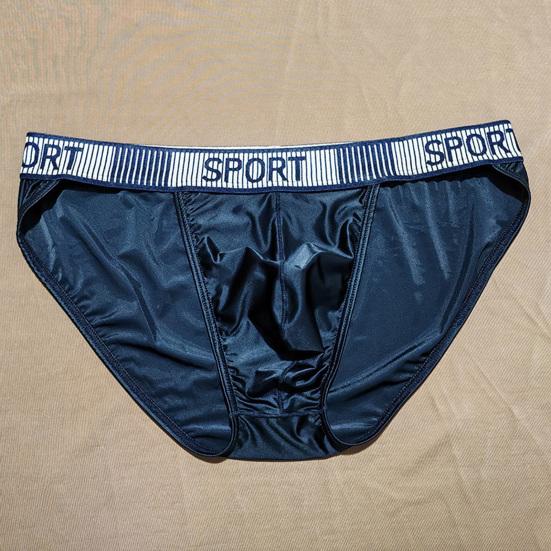 Summer Ice Silk Briefs Letter Print High Slit Design Men Panties Smooth Comfortable Breathable Underwear Daily Wear