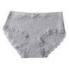 Women's Korean-Style Ribbed All-Cotton Mid-Waist Triangle Briefs with Pure Cotton Crotch