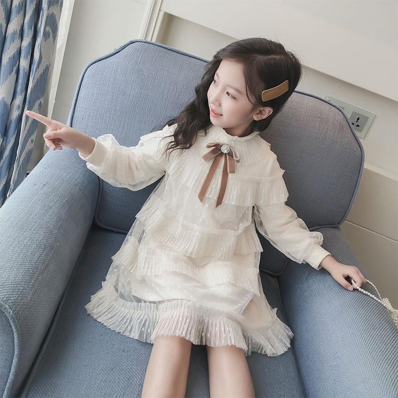 Buy Spring Summer Girl Mesh Fairy Rhinestone Bowknot Long Sleeve Lace ...