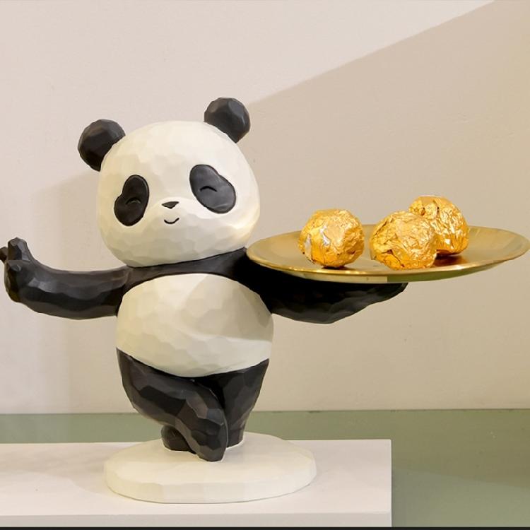 Harz Panda Figur Schlüsselablage Stilvoll und Praktisch Tierstatue Skulptur Organizer für Zuhause Eingangsbereich Dekorationen