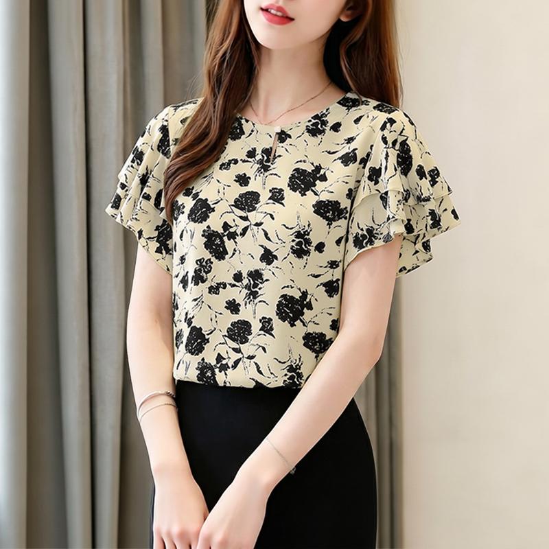 ZANZEA Women Casual Round Neck Loose Ruffles Sleeve Floral Print Blouse S