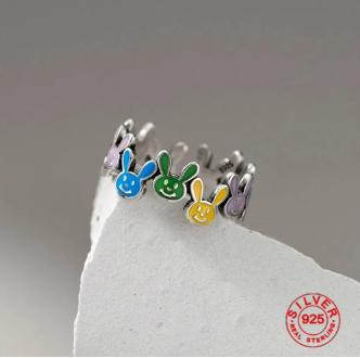 Xiaomi 925 Sterling Silver Rings For Women Geometric Fine Jewelry Finger Adjustable Simple Black Hear Open Ring For Party Birthday Gift
