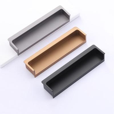 Aluminum Alloy Wardrobe Cabinet Sliding Door Drawer Embedded Hidden Button Handle Slotted Invisible Cabinet Door Handle