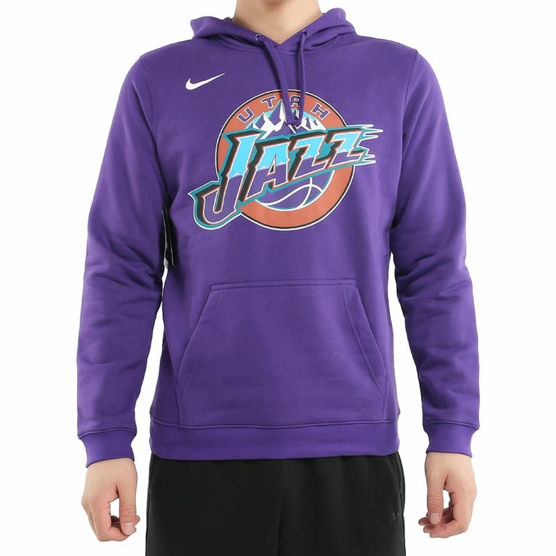 Nike NBA Classic Logo Utah Jazz, Hooded Comfortable Casual Versatile Thermal Fleece Lined Long Sleeved Sweatshirt Men's CI4540-504