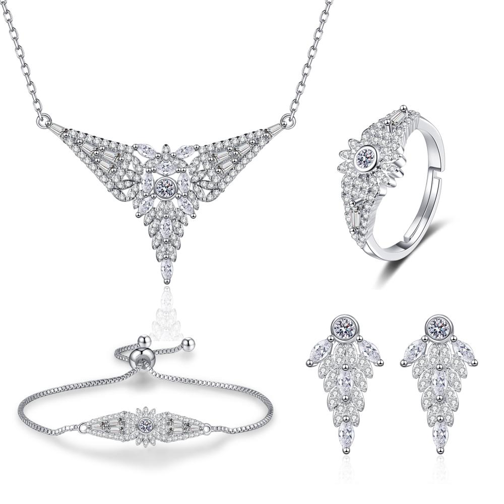 Drop Earrings Necklace Set for Women Vintage Jewelry Set AAAAA Zircon Wedding Engagement Gifts