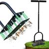 Aerator de gazon, Unealtă manuală rezistentă cu 15 țepi de fier, Design automat pentru curățarea murdăriei și a frunzelor, Reglabil pe înălțime pentru gazonul din curte