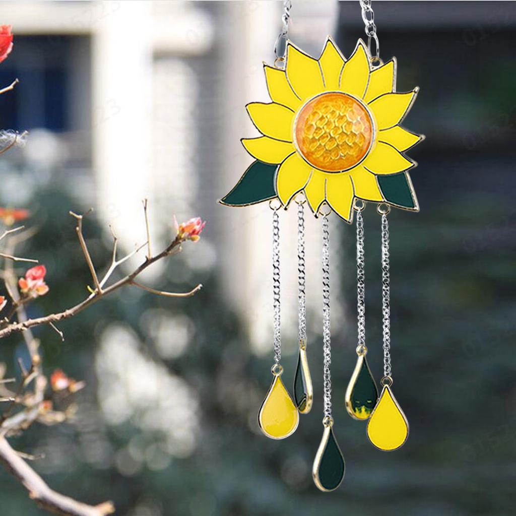 Indoor Ornaments Dripping Sunflower Pendant Alloy Flower Wind Chimes Pendant