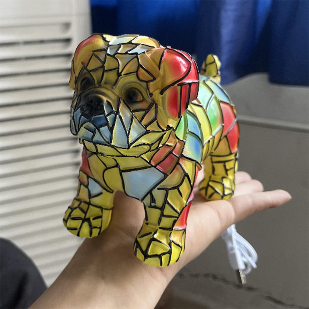 Dog Series Art Night Light, French Lamp, Corgi Lamp, Stained Resin Tabletop Night Light, LED Cute Pet Table, Vintage Animal Home Decor