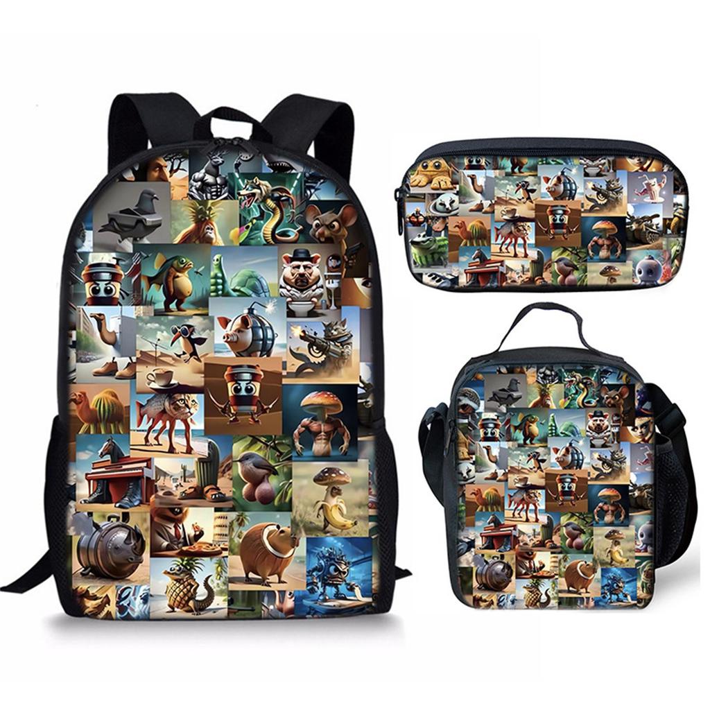 Cartoon Printing Casual Shoulder Bag Junior High School Students Large Capacity Backpacks