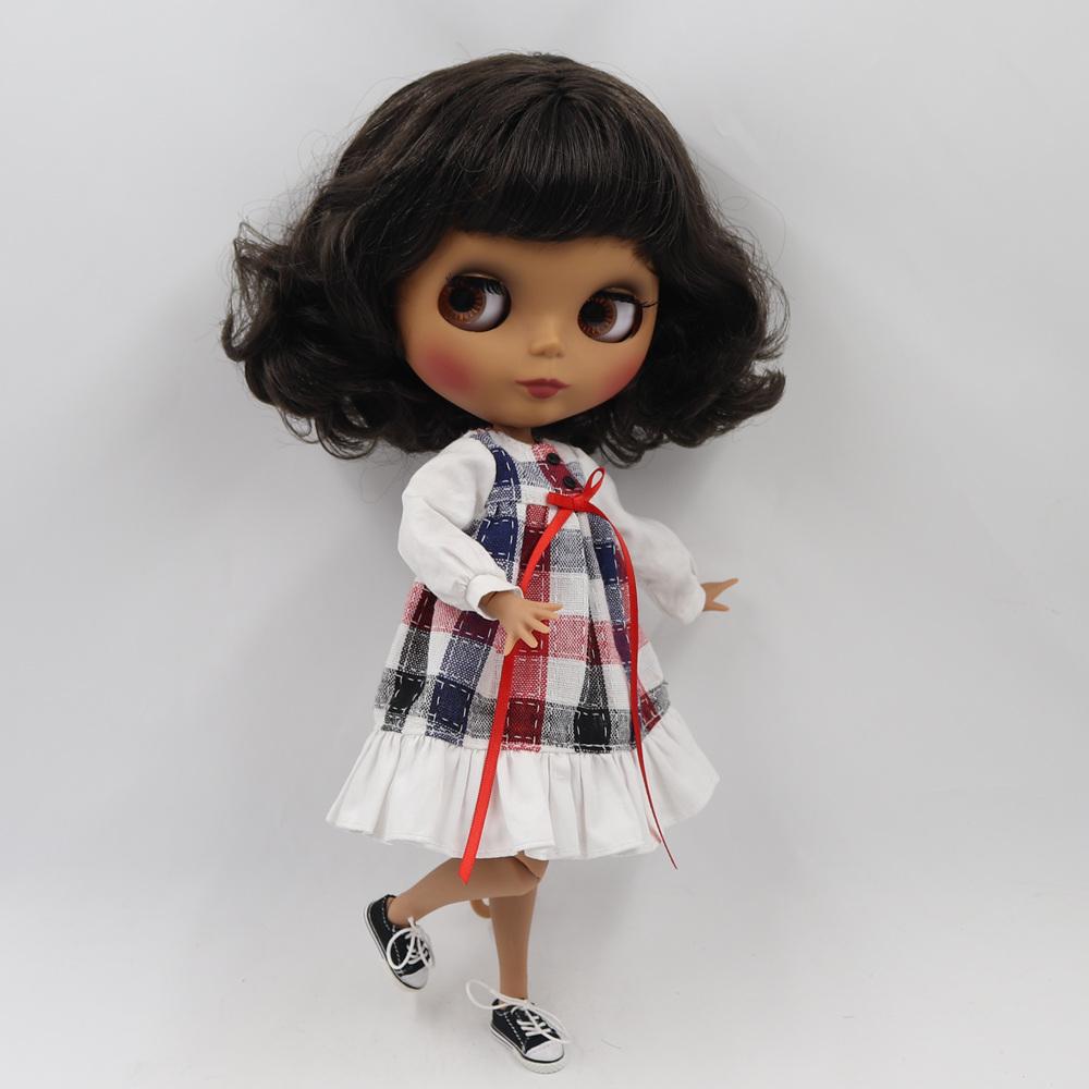 ICY Blyth doll 1/6 BJD 30cm doll with dark skin and short black curly hair matte face NUDE joint body BL950