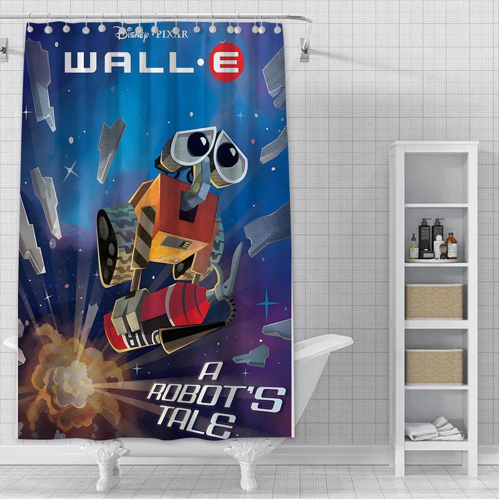 

Shower Curtain Waterproof Polyester Fabric Paint Colorful Bath Curtains Cute Anime Wall-E Home Bathroom Decor Curtain With Hook W60H190(CM)-1 Pcs