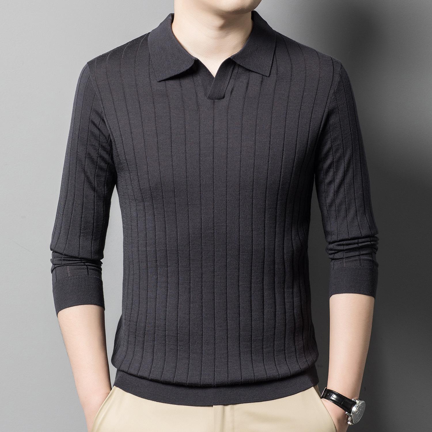 

Мужской кардиган, модный корейский стиль, полосатый лацкан, длинный рукав, свитер для мужчин 4XL