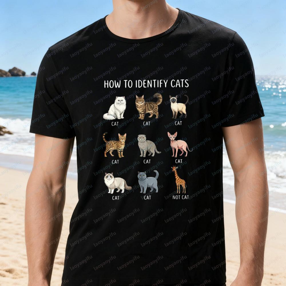 

Cat Lover Fan Unisex Tee Humorous Cat Identification Design Tops Pet Owner Trend Kawaii Clothes for Women Fashion Men s Shirts 5XL різнокольоровий
