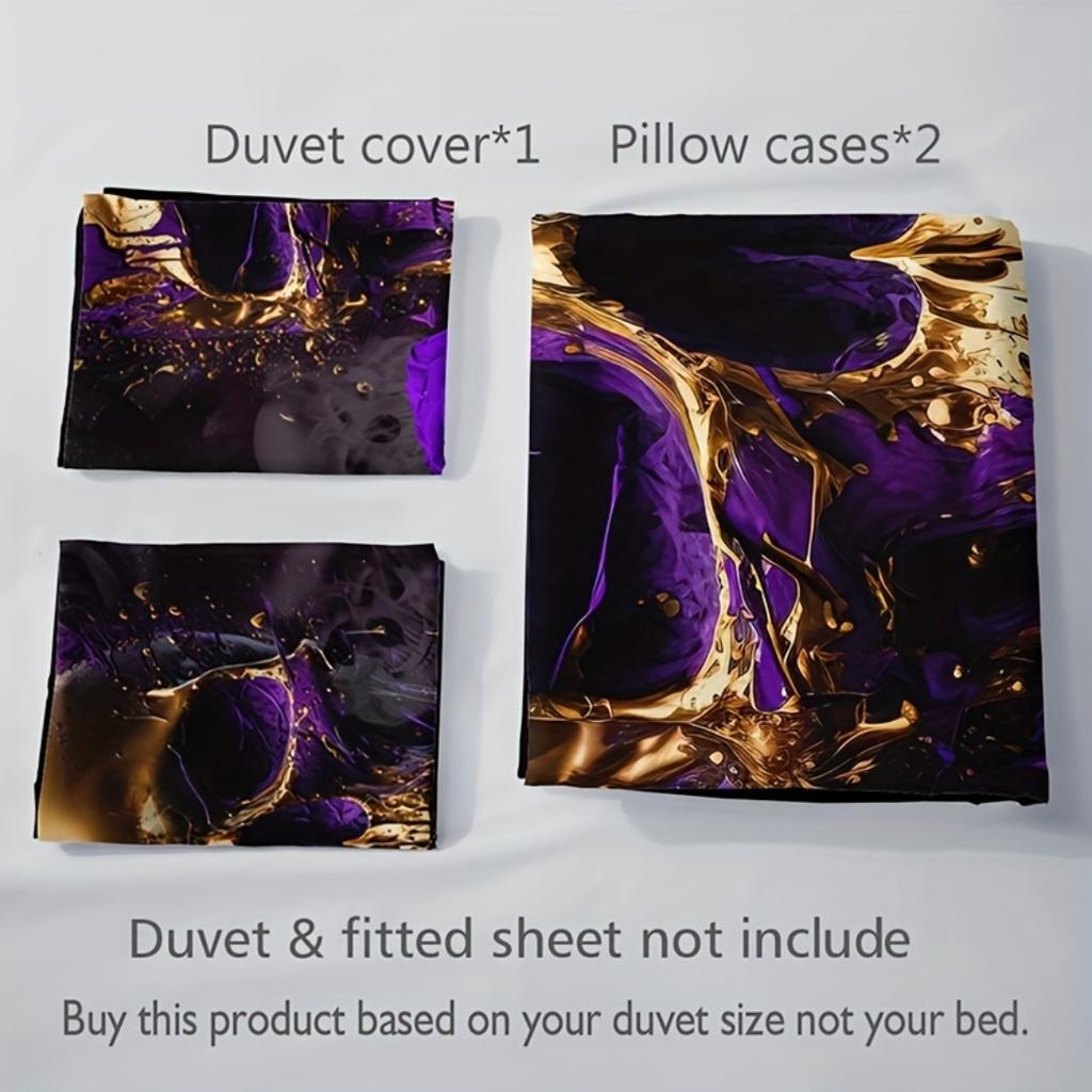 3pcs Purple Skull 3D Printed Bedding Set Luxury Soft Duvet Cover King Queen Twin Single Size Birthday Gift for Boy Bedroom Decor