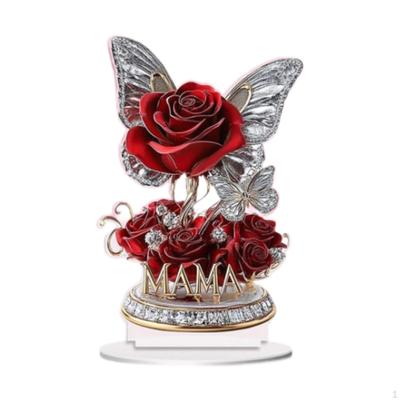 2D Acrylic Rose Flower Gift Mother Day Decoration Decorative Plaque for Closet