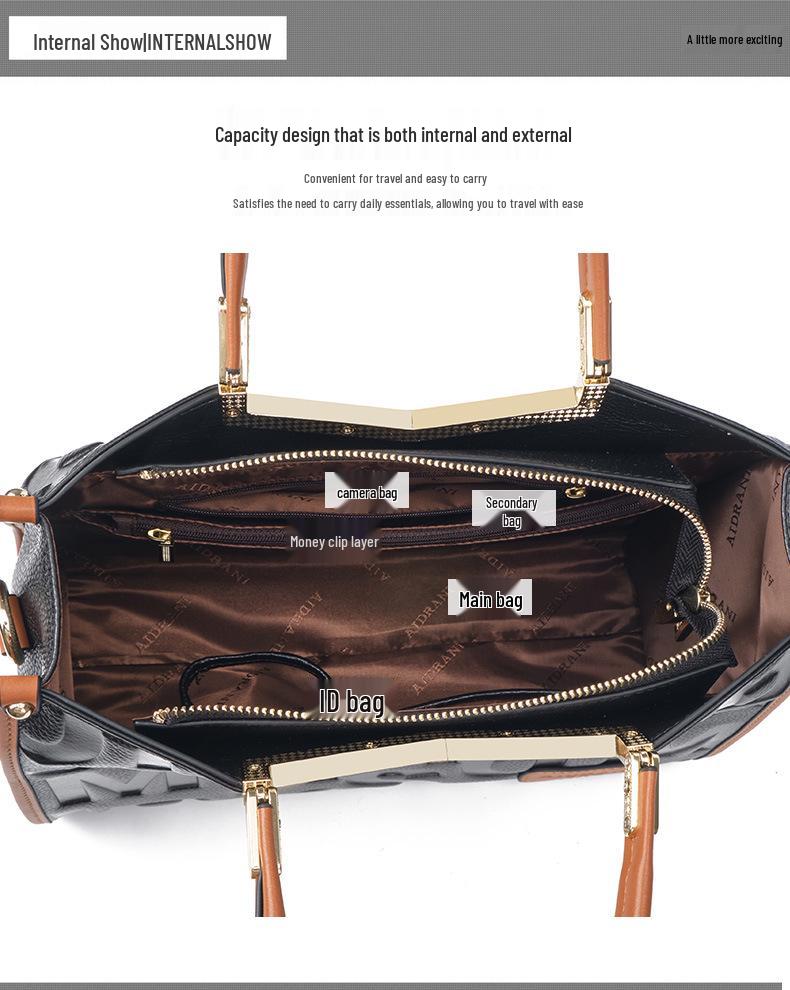 Qian Dian 2025 Snygg Mångsidig Handväska för Kvinnor - Stor Kapacitet Äkta Läder Damväska