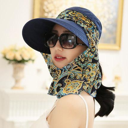 Hat Women's Sun Hat Summer Sunscreen Foldable Summer Sun Hat Outdoor Cycling Big Edge Face Cover Sun Hat