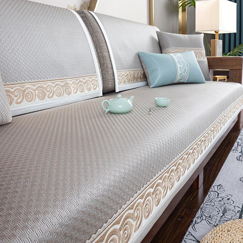 

Summer Sofa Cushion New Chinese Style Ice Silk Cool Non-Slip Seat Cushion Summer High-End New Solid Wood Sofa Cover 70*70cm