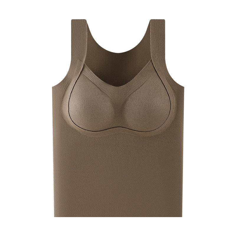 

Warm vest, wide shoulder strap, fixed cup, chest pad, integrated autumn and winter double-sided abraded non-marking round neck base M [suitable for weight 45-52.5kg]