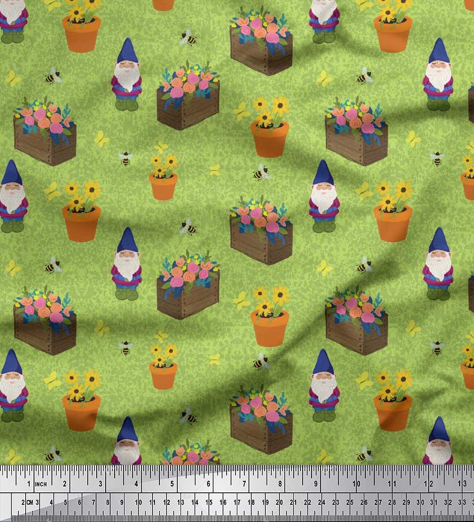 

Тканина для рукоділля Soimoi Blue з японського крепового атласу, букет квітів і різдвяний принт на метри 42 дюйми 42 Inch Wide - Poly Crepe зелений